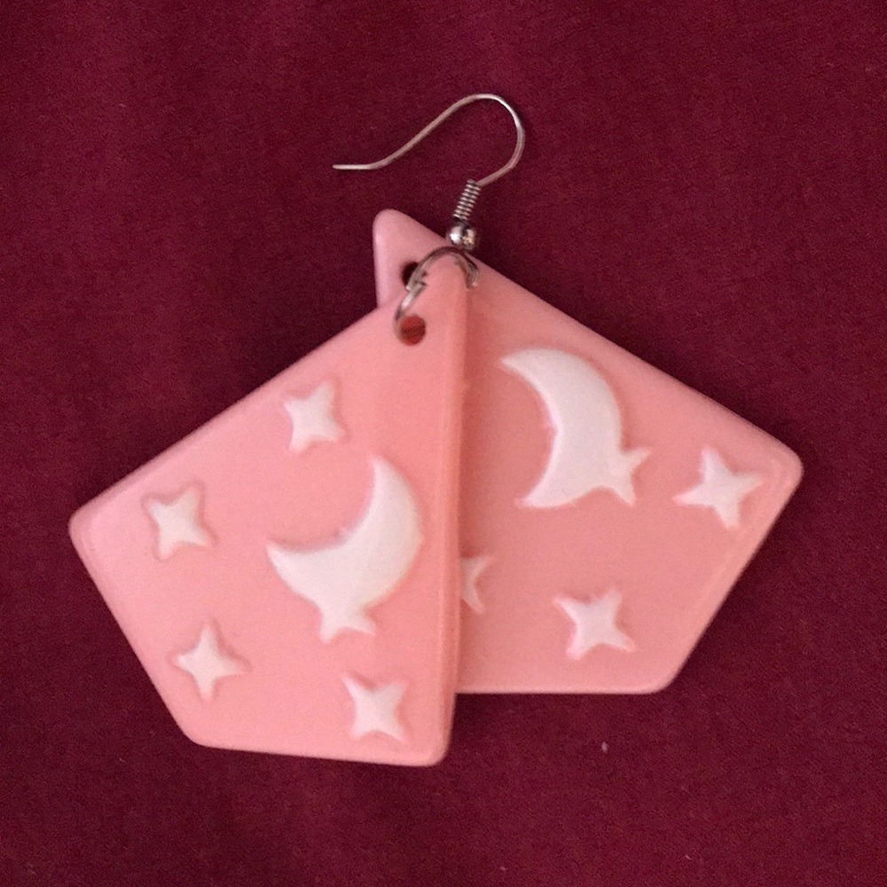 Pink Star and Moon Design Earring set! (New)